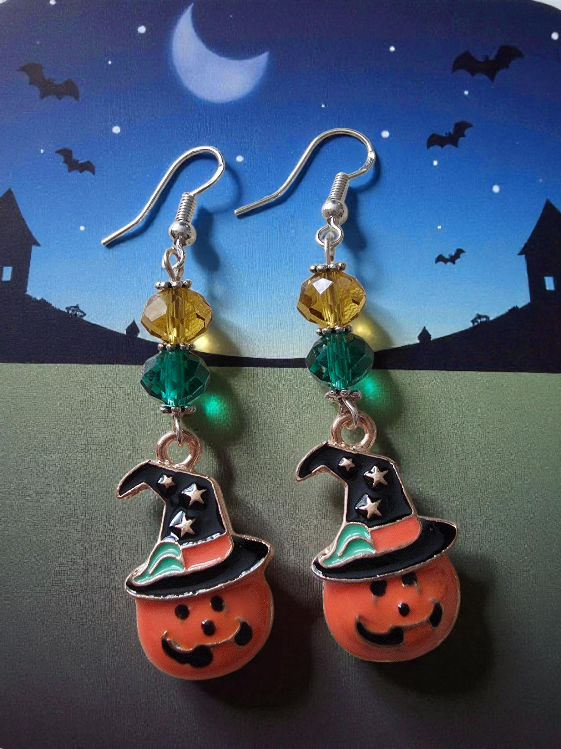 Sterling Silver Dangle Halloween earrings