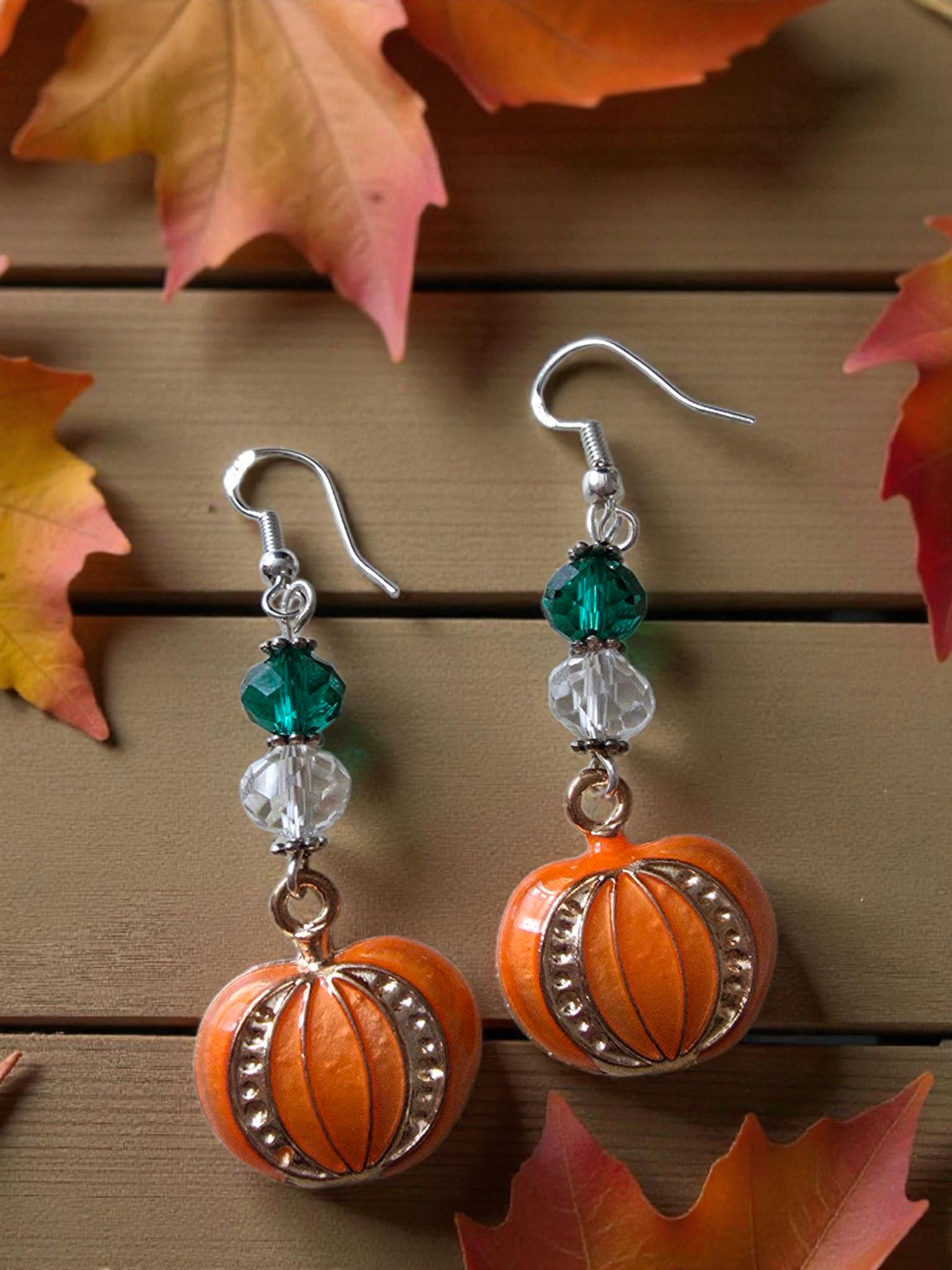 Sterling Silver Dangle earrings with a Pumpkin Charm