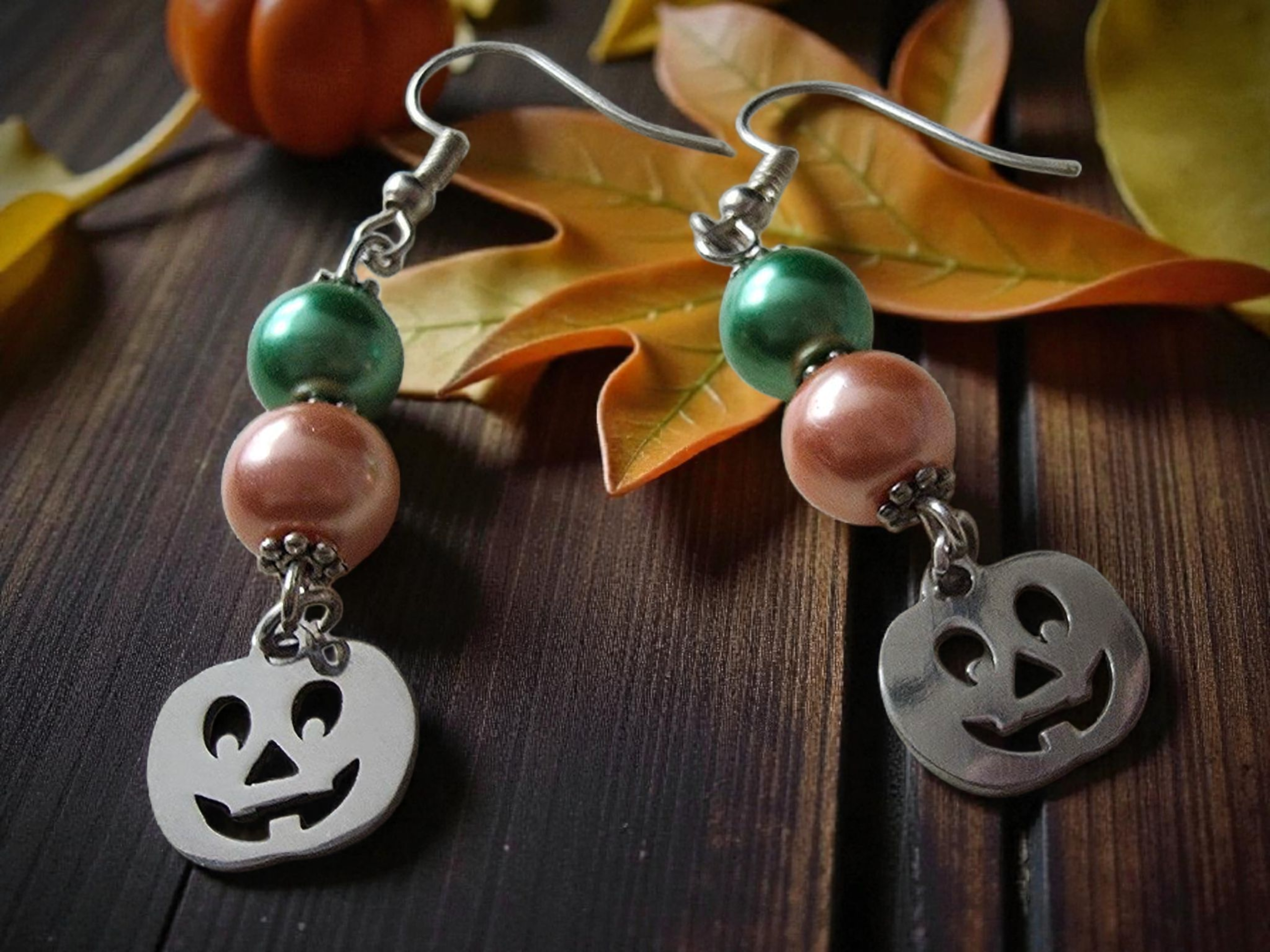Sterling Silver Dangle earrings Pumpkin Charm