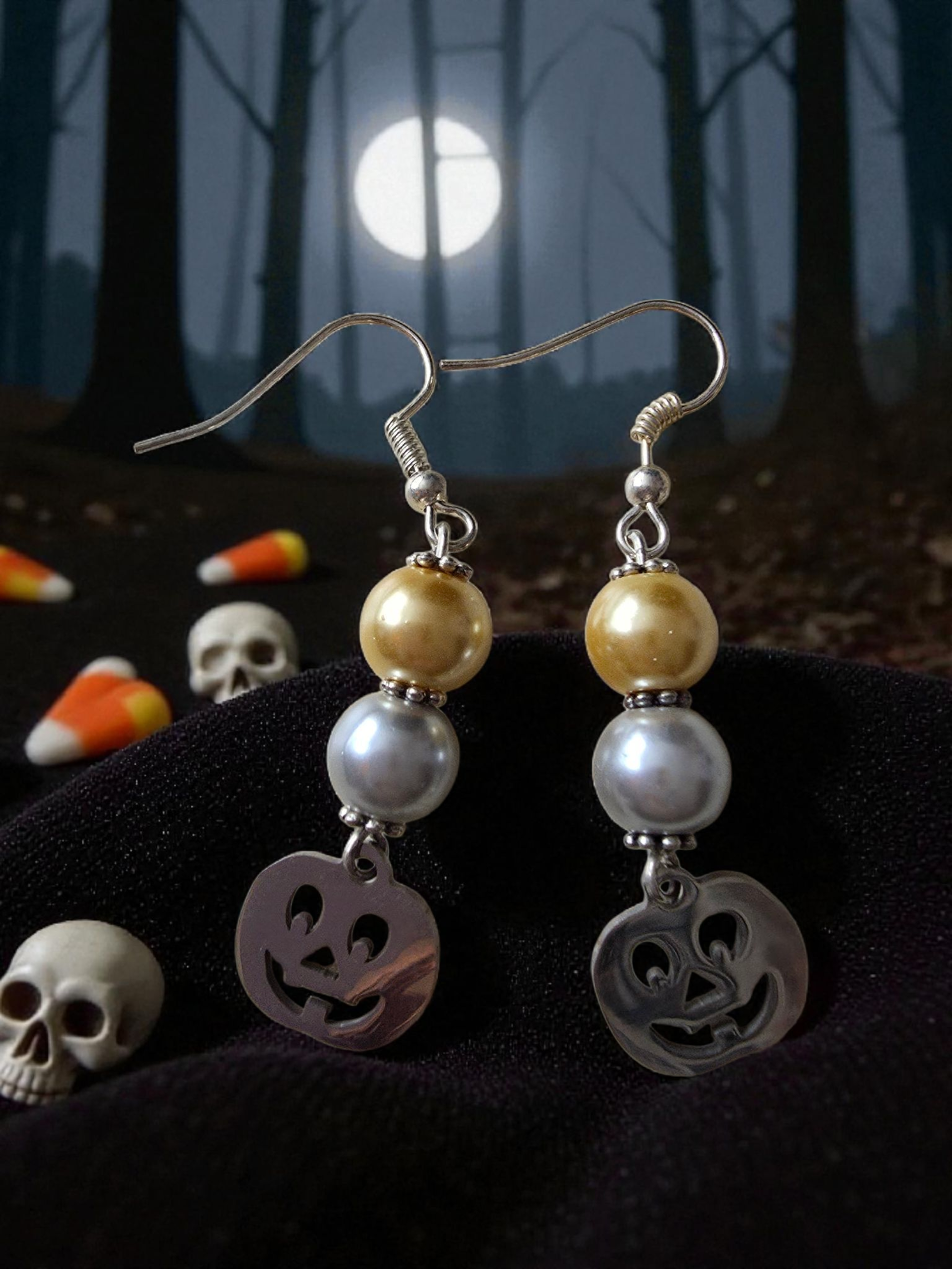 Sterling Silver Dangle earrings Pumpkin Charm